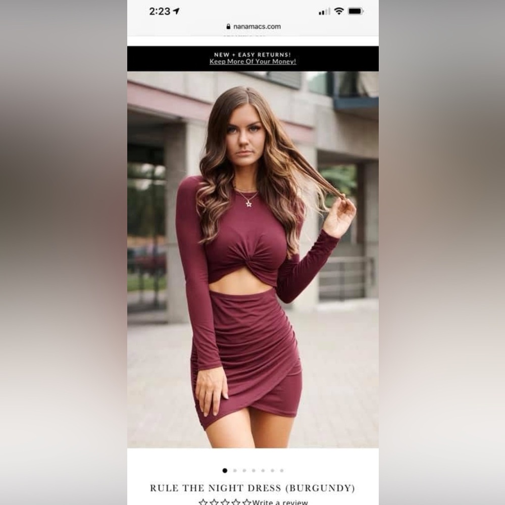 NanaMacs original Rule the night cut out dress (burgundy) MEDIUM